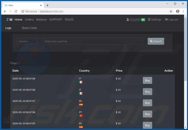 Zeromax stealer website