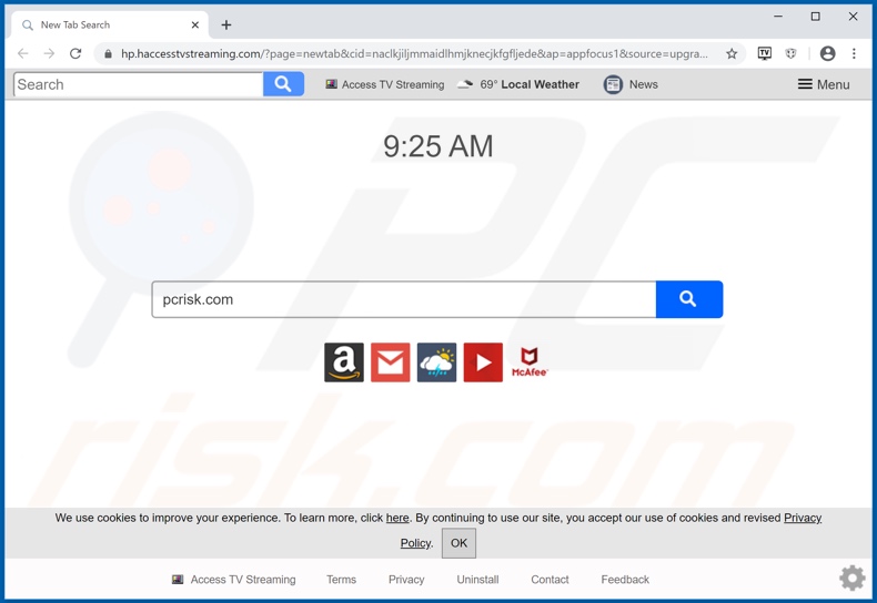 haccesstvstreaming.com browser hijacker