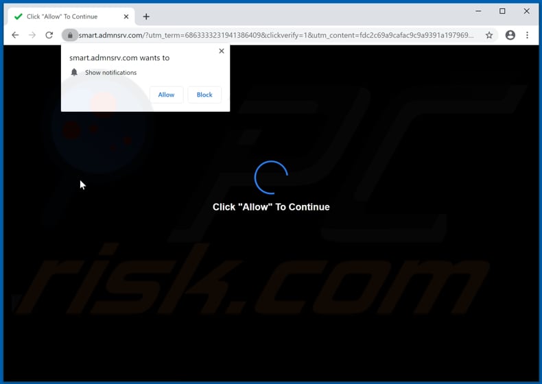 admnsrv[.]com pop-up redirects