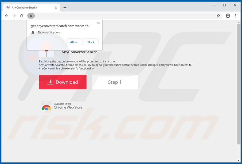 Website used to promote AnyConverterSearch browser hijacker
