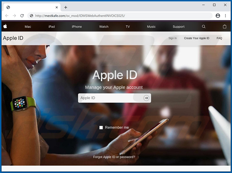 Apple-themed phishing website (mestkafe.com)