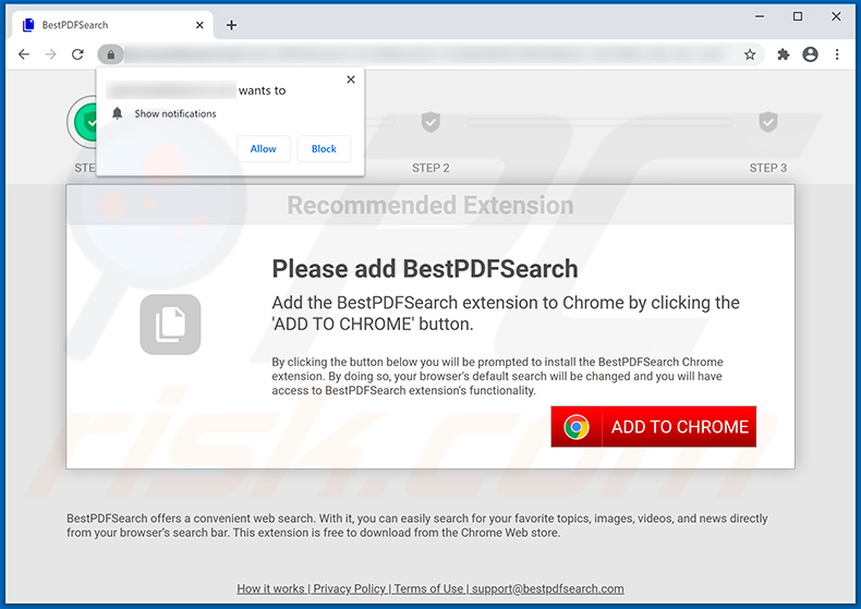 BestPDFSearch browser hijacker-promoting website