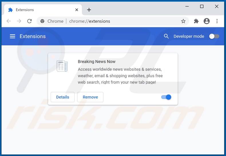Removing breakingnewsnowtab.com related Google Chrome extensions