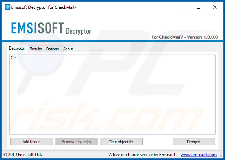 Emsisoft decryptor for CheckMail ransomware