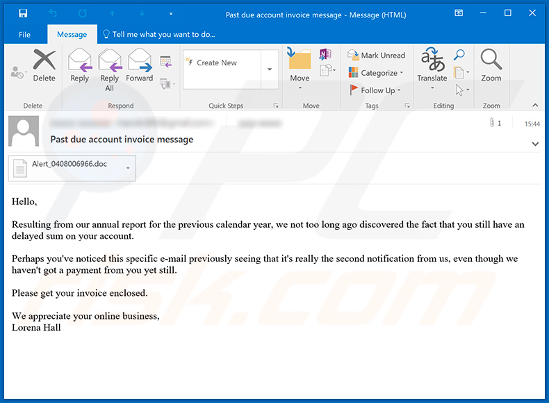 Spam email spreading Cobalt Strike malware