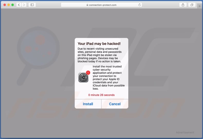 connection-protect[.]com scam displayed second pop-up