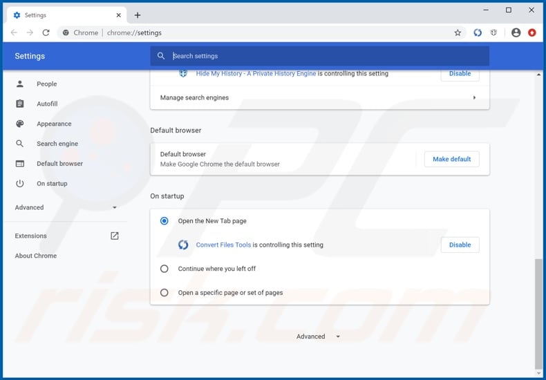 Removing hconvertfilestools.com from Google Chrome homepage