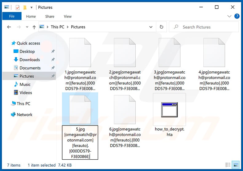 CryLock ransomware encrypted files ([omegawatch@protonmail.com[ferauto].[victim_ID] extension)