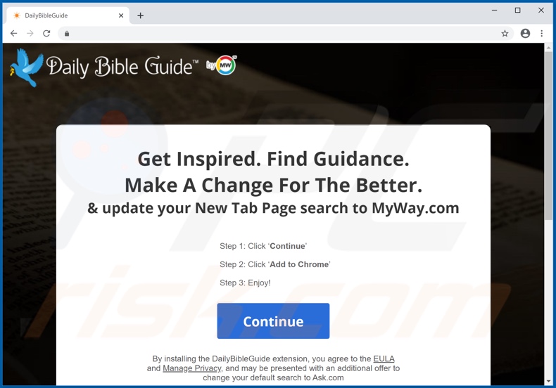 Website used to promote DailyBibleGuide browser hijacker