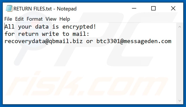 .data (Dharma) ransomware updated text file (RETURN FILES.txt)