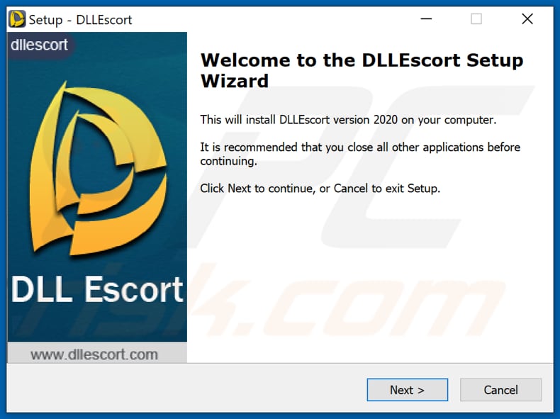 DLLEscort PUA installation setup