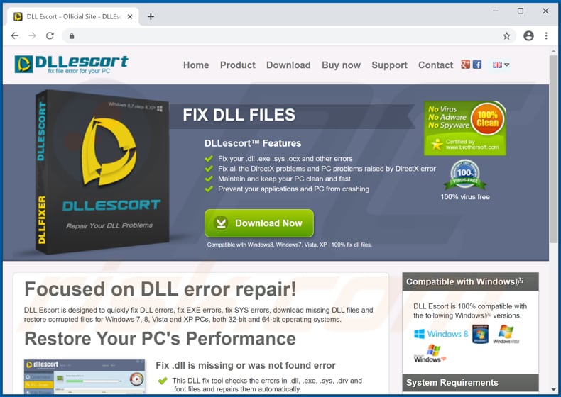 Website used to promote DLLEscort PUA
