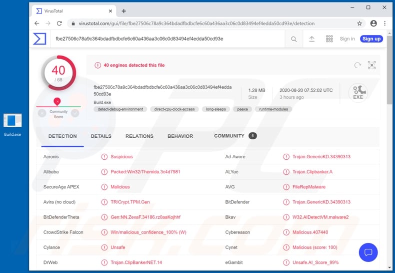 E-Clipper malware detections on VirusTotal