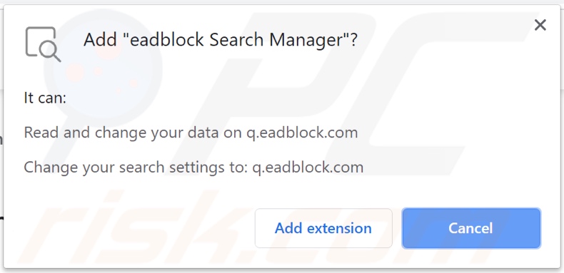eadblock Search Manager browser hijacker asking for permissions