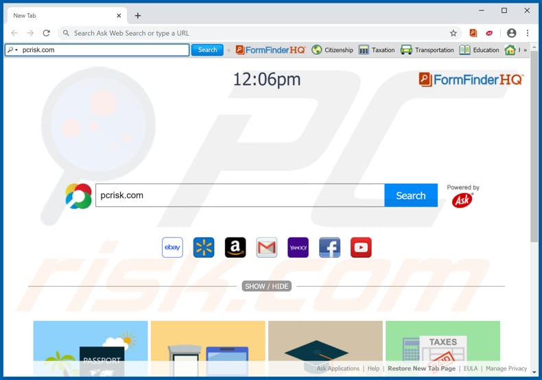 FormFinderHQ browser hijacker