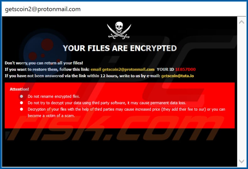 GET ransomware ransom note (pop-up)