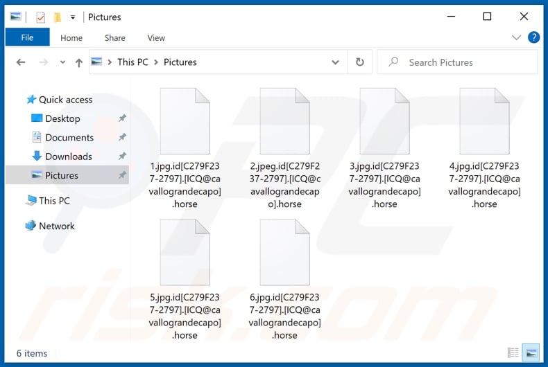 Files encrypted by Horse ransomware (.horse extension)