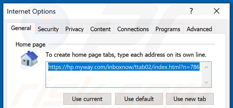 Removing hp.myway.com from Internet Explorer homepage