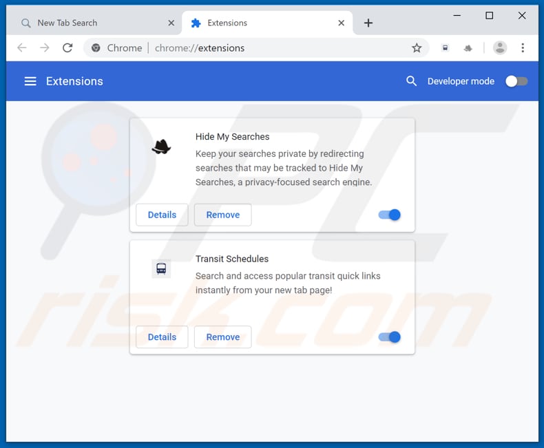 Removing hinstaformfinder.com related Google Chrome extensions