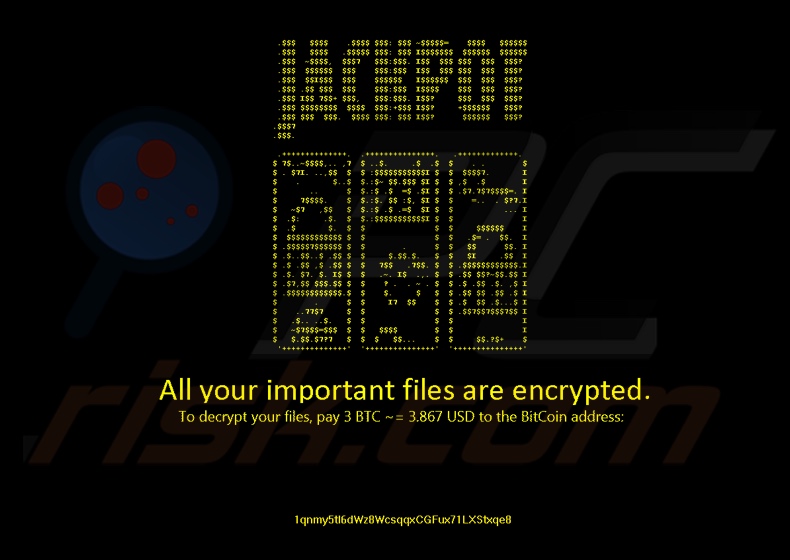 Jackpot ransomware locked screen containing the ransom-demanding message