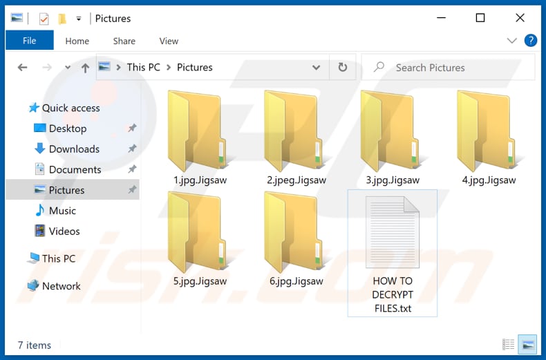 Files encrypted by Jigsaw (Jigsaaw) ransomware (.jigsaw extension)
