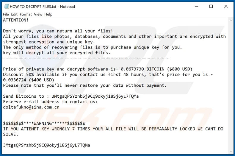 Jigsaw (Jigsaaw) ransomware text file (HOW TO DECRYPT FILES.txt)