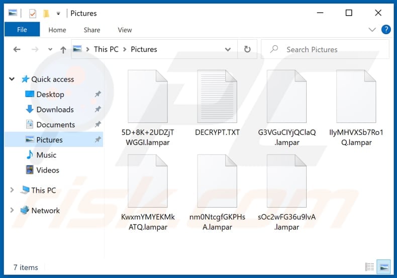 Files encrypted by Lampar ransomware (.lampar extension)