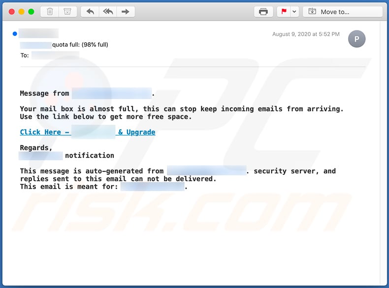 Mail Quota Email Scam (2020-08-12)