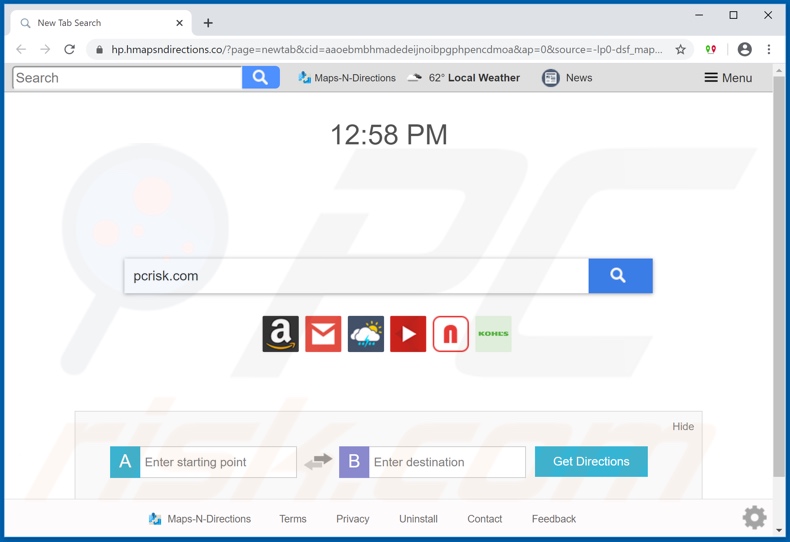 hmapsndirections.co browser hijacker