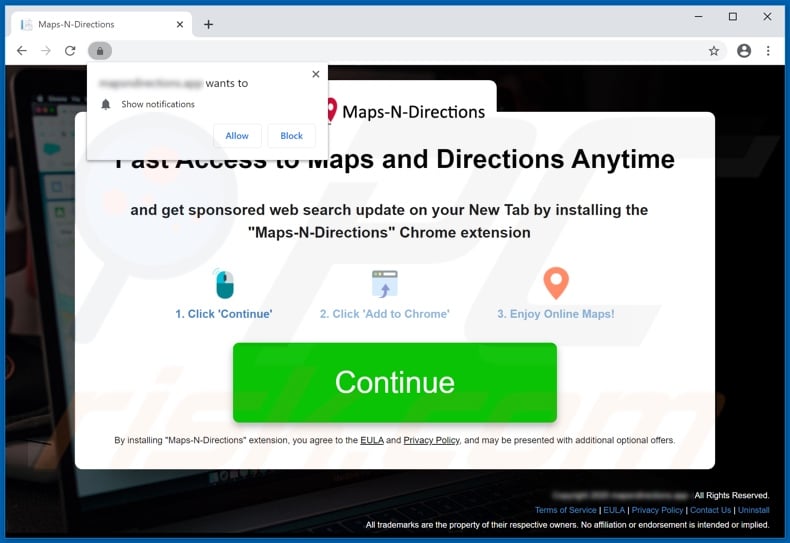 Another website used to promote Maps-N-Directions browser hijacker