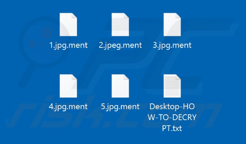 Files encrypted by Ment ransomware (.ment extension)