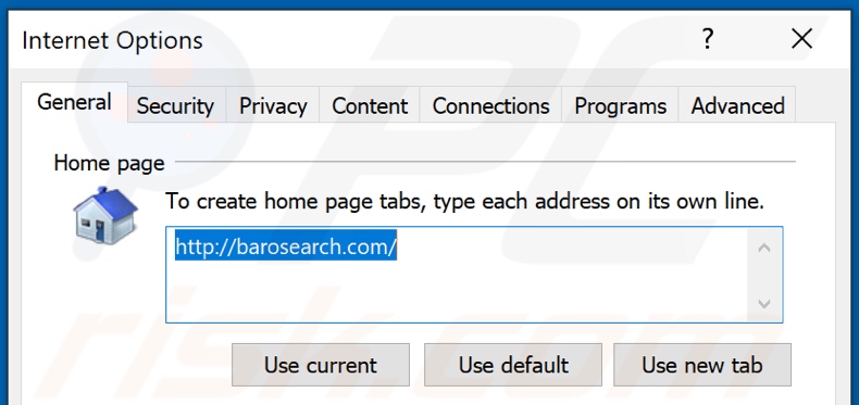Removing barosearch.com from Internet Explorer homepage