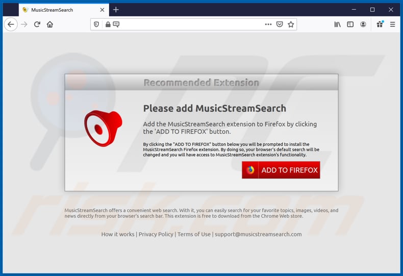 musicstreamsearch browser hijacker promoter firefox