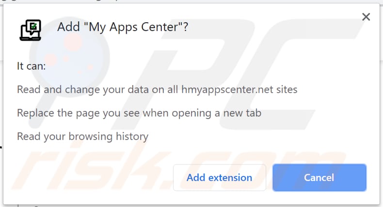 my apps center browser hijacker notification