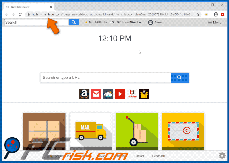 My Mail Finder browser hijacker appearance GIF