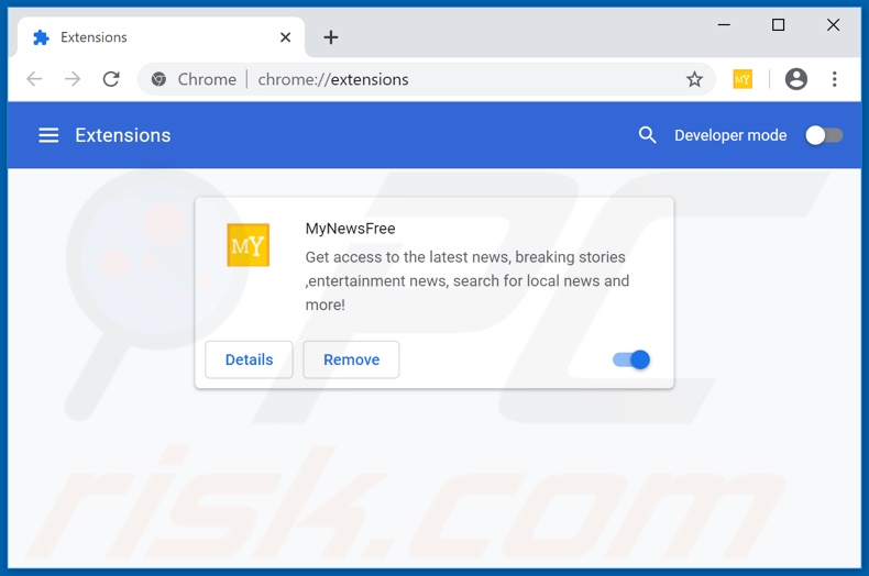 Removing search.mynewsfree.com related Google Chrome extensions