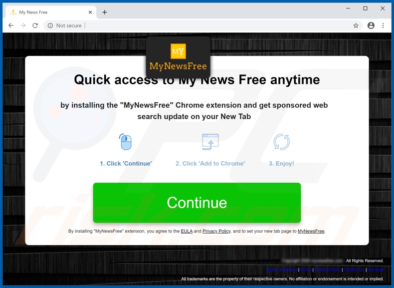 Website used to promote MyNewsFree browser hijacker