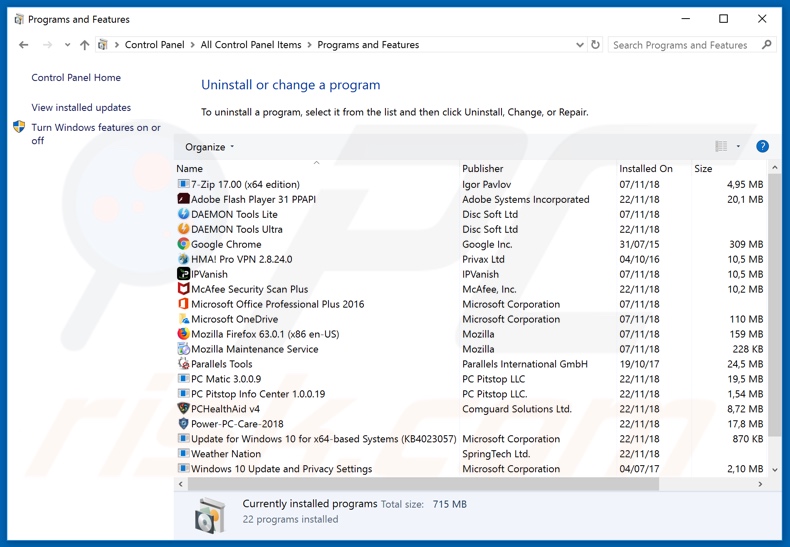 softsquare.net browser hijacker uninstall via Control Panel