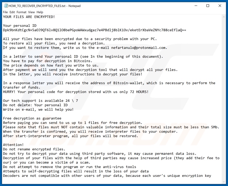 Nefartanulo decrypt instructions (HOW_TO_RECOVER_ENCRYPTED_FILES.txt)