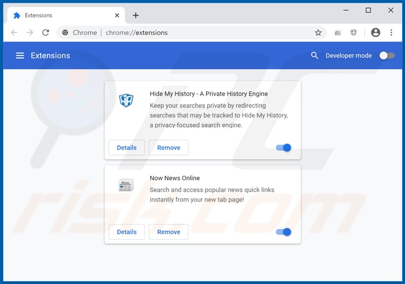 Removing hnownewsonline.com related Google Chrome extensions