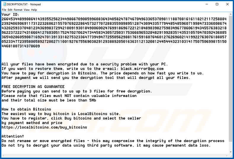 Updated Oled ransomware ransom note (2020-08-06)