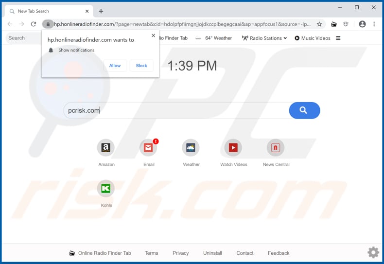 honlineradiofinder.com browser hijacker