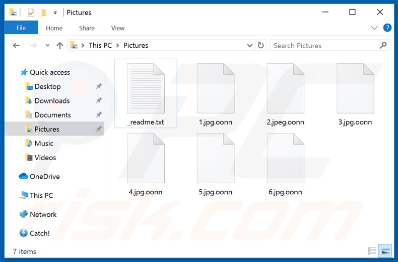 Files encrypted by Oonn ransomware (.oonn extension)