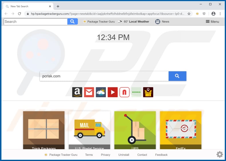hpackagetrackerguru.com browser hijacker