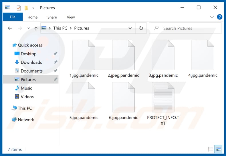 Files encrypted by Pandemic ransomware (.pandemic extension)