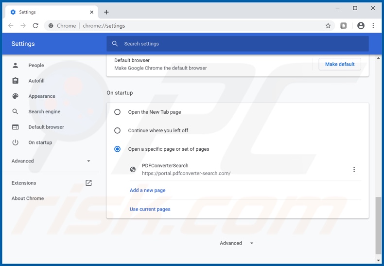Removing pdfconverter-search.com from Google Chrome homepage