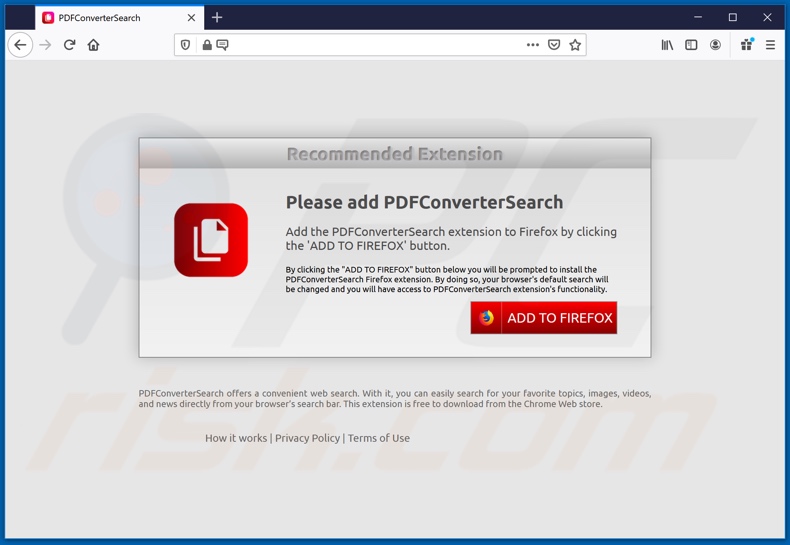 Website used to promote PDFConverterSearch browser hijacker (Firefox)