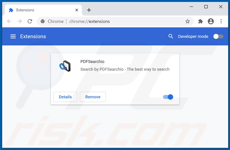 Removing pdfsearchio.com related Google Chrome extensions
