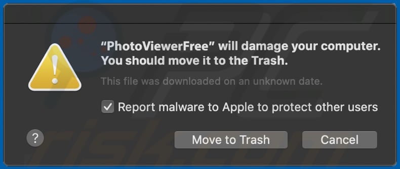 Pop-up displayed by Photo Viewer Free adware