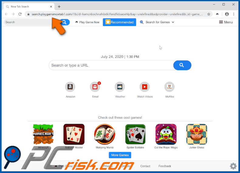 Play Game Now browser hijacker appearance GIF
